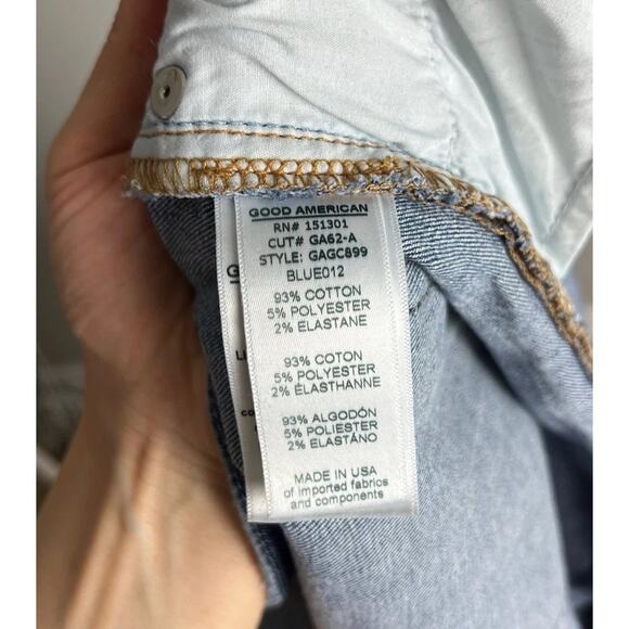 Good American Good Cuts Distressed Blue Jeans Size 10/30 Stretch Blue012 Women’s - Picture 7 of 8